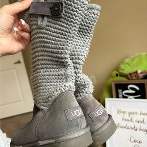 UGG Light Gray Knit Boots